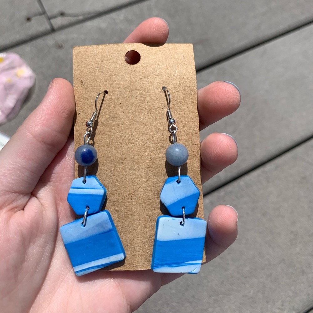 NWT: BLUE OCEAN EARRINGS DANGLE HANDMADE ETSY